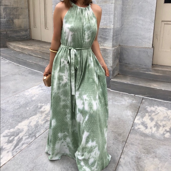 Dresses & Skirts - ZOE Tie-Dye Halter Maxi Dress - Green